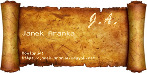 Janek Aranka névjegykártya